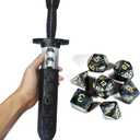 Dagger Dice Holder Box Dice Tower Dungeons and Dragons RPG Tabletop Roleplaying Game Jail D&D (Random 7PCS D20 Dice Set Included) Black