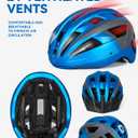 FUNWICT Adult Bike Helmet with Visor and Goggles for Men Women Mountain Road Bicycle Helmet Rechargeable Rear Light Cycling Helmet (XL: 59-63 cm (23.2-24.8 inches), Blue Grey)