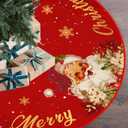 Christmas Tree Skirt Red and Gold Christmas Decorations - Xmas Tree Skirt Mat with Santa Claus Snowflake Pattern for Indoor Outdoor Merry Christmas Holiday Party Decor 48 Inches