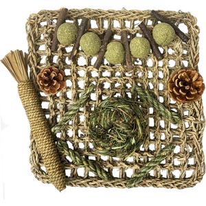 Hamiledyi Rabbit Seagrass Mat Bunny Chew Toys for Teeth Hanging Activity Mat Rabbit Enrichment Activity Mat Small Animal Toys for Hamster Guinea Pigs Gerbil Birds