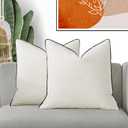 GIGIZAZA Decorative Ivory Chenille Throw Pillow Covers 20x20 Set of 2, Cream Modern Boho Farmhouse Square Throw Pillows Covers for Living Room Sofa Couch Decor Pillowcases