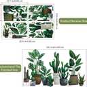 2 x Green Pot Plants Leaves Wall Decals, Monstera Cactus Bonsai Tropical Potted Plants Wall Stickers, Removable Palm Tree Leaf DIY Art Decor Murals Decoration for Bedroom, Nursery, TV Wall 