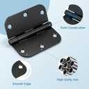 KNOBWELL 18 Pack Matte Black Door Hinges No Squeak 3.5" x 3.5" Door Hinges with 5/8" Radius Corners for Interior Door/Residential Use