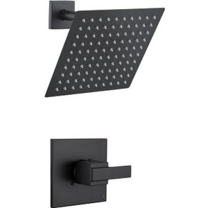 Replacement 8" Rain Shower Faucet Tub Trim Kit for Delta 13/14 Series, High Pressure Square Rain Shower Head& Handle Set (Valve& Catridge Not Inclued) (Without Tub Spout, Matte Black)