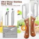 3 x Left & Right Hand Vegetable Peeler Set with Bottle Opener, Thickened Stainless Steel Wide Blade for Smooth Peeling, Wooden Handle Kitchen Peeler for Fruits & Vegetables