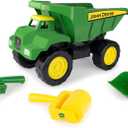 John Deere Big Scoop Dump Truck Toy with Sandbox Tools - Construction Toys Featuring Dump Truck, Sand Toys, and Tractor Wheel Roller - Kids Sandbox Toys - Easter Gifts for Kids - Ages 3 Years and Up