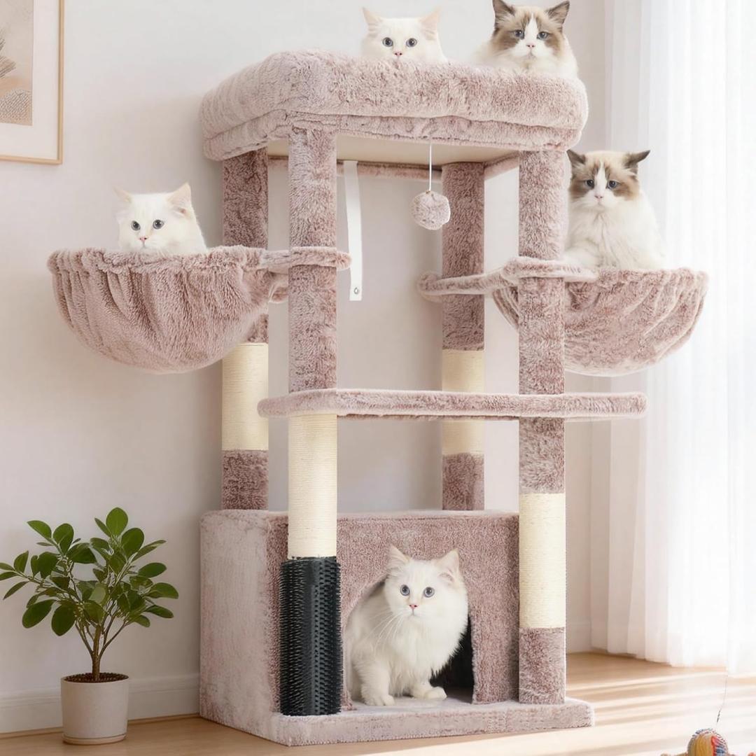 Hey-brother Cat Tree Tower with Large Platform, Spacious Condo, MPJ060MU