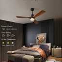 Modern Ceiling Fans with Lights, 3 Wood Fan Blades, 52" Black with Remote Control, Noiseless Reversible DC Motor for Bedroom/Living Room/Study/Patio