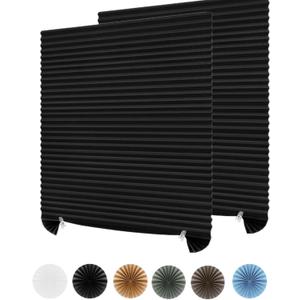 2Pcs Temporary Window Blinds Cordless, Self Adhesive Pleated Paper Blinds Window Shades Blackout Blinds for Windows Doors Non-Woven Fabric No Drill Blinds for Home Office Easy to Cut and Install