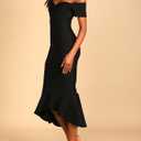 Women's Off the Shoulder Midi Dress Bodycon Formal Wedding Guest Dresses Elegant Backless Strapless