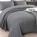 ENJOHOS 100% Cotton Oversized King Quilt, California King Size Dark Grey Bedspread, Reversible Lightweight Super Coverlet Comforter Bedding with Shams for All Season