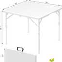 34" Square Folding Table with Built in Handle & Steel Legs, Heavy Duty Portable Card Table, Foldable Tables Perfect for Party, Dining, Wedding, Events, Picnic Indoor, Outdoor, Camping, Utility