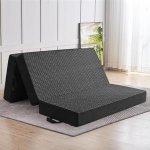 CYMULA Folding Mattress Full Size, 6 inch Memory Foam Tri Portable Murphy Bed and Futon, Full Topper with Breathable & Washable Cover, Foldable Floor Mattress for RVGuest BedsBlack (52"73"6")