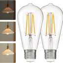 ALAMPEVER 3 Way Light Bulbs 2 Pack, 30/70/100W Equivalent, Bright ST19 LED Light Bulb, 2700K Soft White, 300/800/1200LM, 3/5/8W, E26 Base, Non-Dimmable, Ideal for Living Room, Bedroom, Home Office