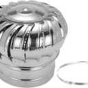 PATIKIL 7.9 Inch Exhaust Cap Roof Flue Vent Stainless Steel Roof Vent Wind Turbine Cap Cover Round Rotation Flue Vent for Outside Chimney Cover Flue Caps