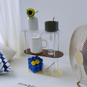 Benkyo Bathroom Vanity Organizer Perfume Organizer for Dresser countertop Makeup Counter Shelf Desktop Shelf Storage Organizers for Kitchen3 TierBrow+Yellow+Clear