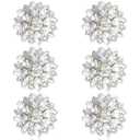 Elegaperma 6Pcs Rhinestone Button Covers, Silver Floral Design Rhinestone Buttons Snap On, Sparkling Button Covers for Women to Refresh Shirts Blouses Dresses Coats