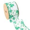 LaRibbons St Patricks Day Ribbon 2.5 Inch x 10 Yards, Green and White Shamrock Ribbon Wired for Crafts Wreath Bow Gift Wrapping DIY Decoration