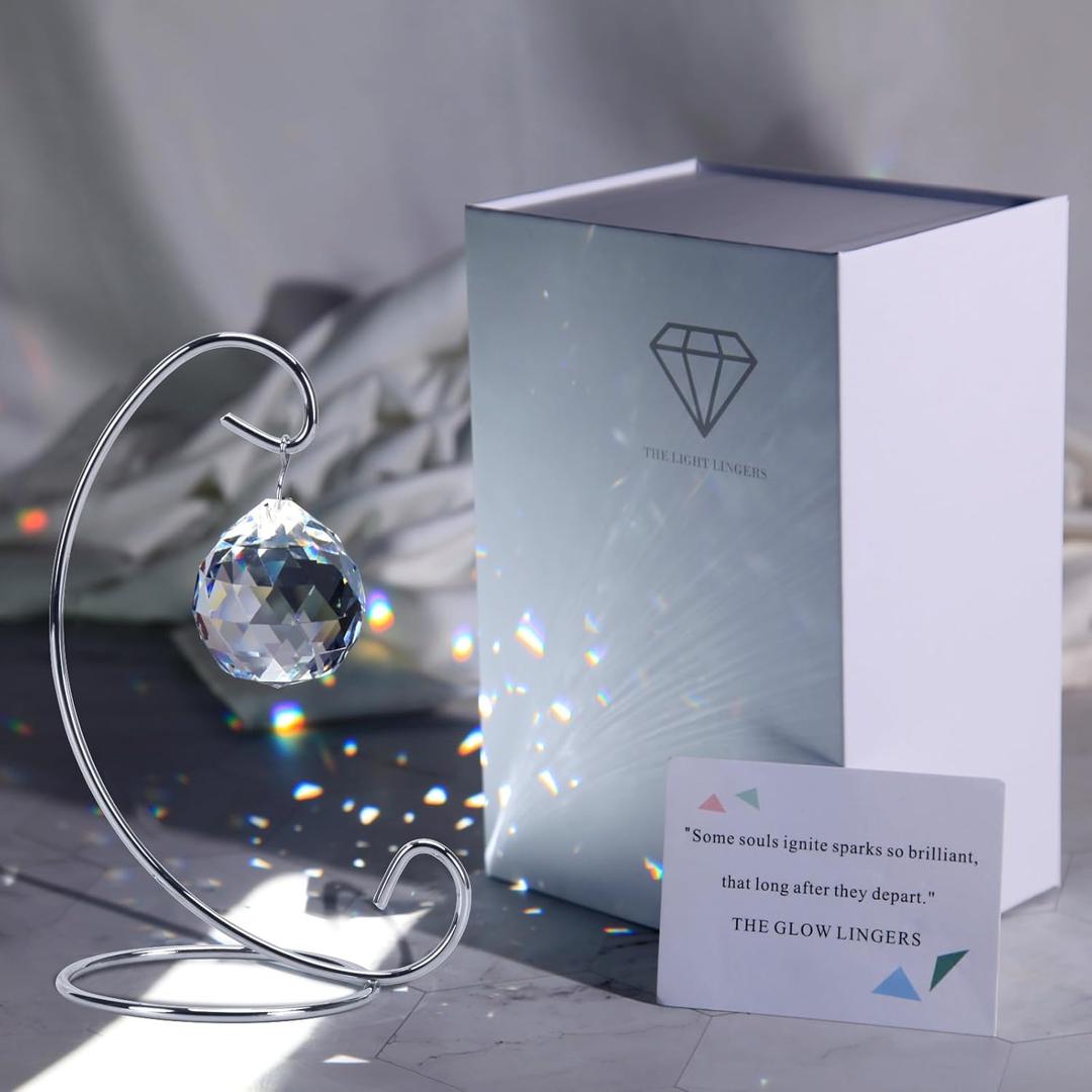 Sympathy Gifts for Loss of Loved One, Tabletop Stand with Crystal Ornament Rainbow Maker, Unique Memorial Gift, Condolences or Grief Gift, Best for Bereavement & Daily Remembrance (Silver)