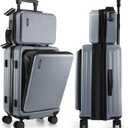 22 Inch Carry On Luggage, Carry On Suitcase with Wheels, Hardside Luggage Carry-On, Expandable Grey Small Suitcase, Hard Shell Carry-on Luggage, Spinner Luggage with Cosmetic Bag