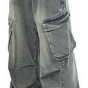 Men's Teens Y2k Baggy Cargo Jeans Washed Wide Leg Hip Hop Denim Pants Casual Loose Fit Trousers Streetwear with Pocket, XL