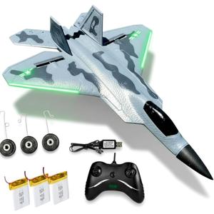 Akargol Rc Plane Jet Extra 3 Battery, Remote Control Airplane 2025 Christmast Gift- New Planes Model Led Light Aircraft Fighter Army Toy with Easy to Flying Toys for Boys and Girls