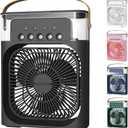 Portable Fan 3 in 1 Mini Air Conditioner Humidifier and Air Conditioner with LED Water Tank 600ml 3 Wind Speeds and 5 Hole Sprayer 4 Colors  (Black)