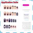 Short Nails Press on Oval French Tip Fake Nails Blue False Nails with Stars Stripes Leopard Print Designs Petite Acrylic Nail Cute Short Glossy Glue on Nail for Women Girls 24Pcs (Style1)