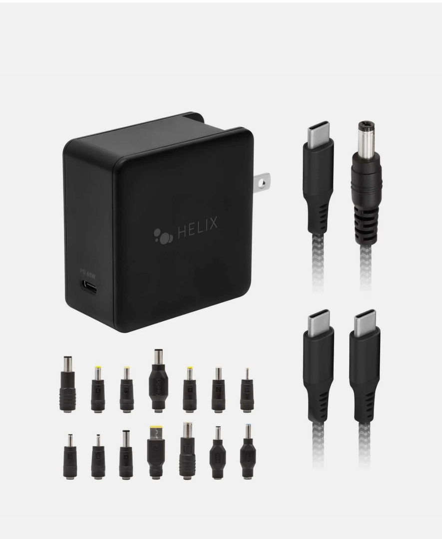 Helix 65W Universal USB-C Laptop Charger Power Adapter (ETHNBC65U) Black