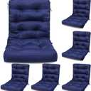Hoteam 6 Set Patio Chair Cushions Outdoor High Chair Cushion 20 x 40 Inch Waterproof Patio Seat Rocking Indoor Thickened Pad(Solid Color Style,Navy Blue)