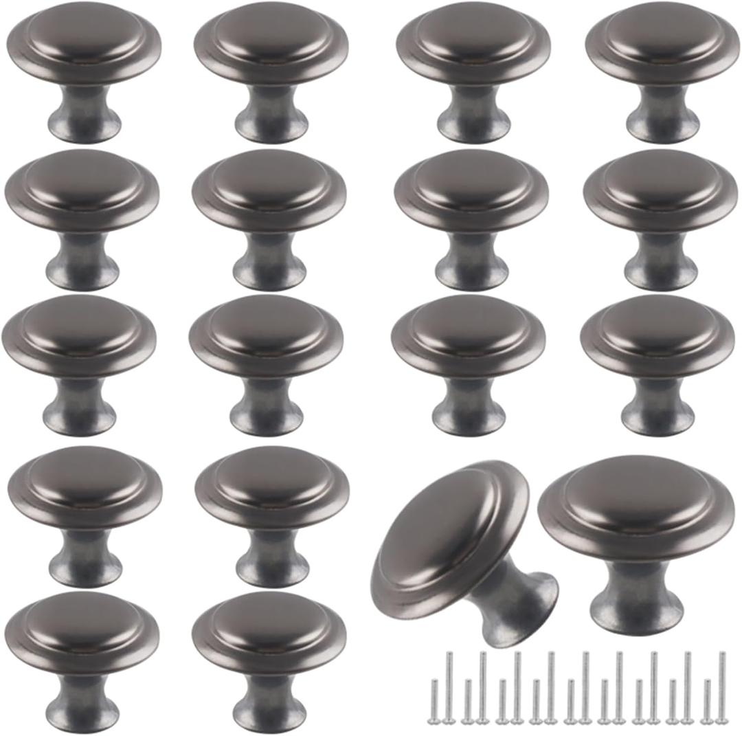 Romeda 18 Piece Drawer Knobs, 30mm Gray Cabinet Knobs, Dresser & Kitchen Drawer Pulls with Screw