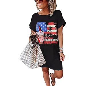 Vintage Rock Country Music Dress for Women Rock Concert Band Graphic Tshirt Casual Letter Print Short Dress (X-Large, Black-34)