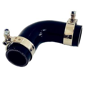 2.25” ID (57mm) 90 Degree Elbow Silicone Coupler Hose, 4" (102mm) Leg Length for Radiator/Coolant, High-Temp 4-ply Reinforced, with 2-Pack T-Bolt Clamps, Black