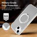 Phone Case Compatible with iPhone 15, with Magnetic Stand, Ring Kickstand, Compatible with Magsafe, Military Protection Silver