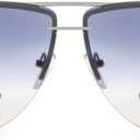 NYS Collection Aviator Sunglasses for Women & Men Medium Fit Thin Metal Frame Gradient Mirror Lenses with 100% UV Protection (Silver Frame-blue Gradiant Lens)