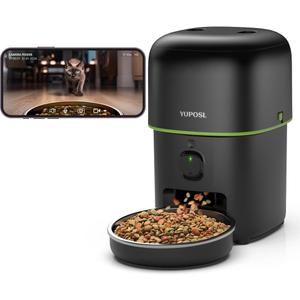 Automatic Cat Feeder with Camera - 5G WiFi Auto Cat Food Dispenser, 1080P HD Video with Night Vision, 1-15 Meals, 1-99 Portions, 2-Way Audio, Keeps Food Fresh, Timed Pet Feeder Also for Dogs (Black)