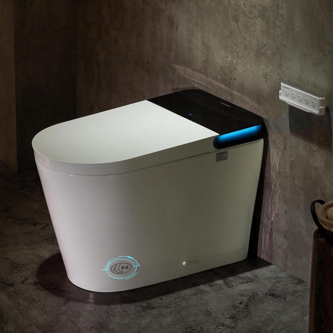 Casta Diva Smart Toilet with Bidet Built in, Auto Open Close, Foot Sensor, 1000 MaP Auto Flushing, ADA Comfort Height, Artistic Lighting, Smart Heated Seat, Foam Dispenser, Tank Built in (CD-U010Max)