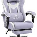 N-GEN GAMING Video Gaming Chair with Footrest Lumbar Support for Home Office High Back Recliner Height Adjustable Ergonomic Comfy Fabric Computer Desk Chair (Purple)