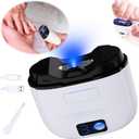 Electric Nail Clipper & Polisher w/Light, Automatic Fingernail Kids Trimmer w/Clip Storage, Rechargeable Filer Adjustable 3 Mode, 2 in 1 Manicure Care File Cutter for Caregiver Women Men