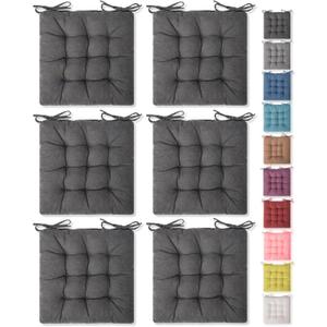 SQUARE MOON 6 Pack Polyester Pillow, Furniture Cushion for Indoor, Outdoor Dining Chair, Office Chair, Desk Chair - 16x16 inches, Dark Grey, Plush, Fade-Resistant