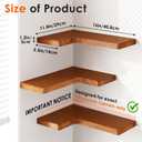 Fixwal Corner Floating Shelves for Wall Mounted Natural Solid Wood 16"x11.4" Farmhouse Home Decor Display Shelving Set of 3 (Rustic Brown), 16" x 11.4" x 5.5"