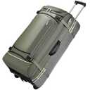 100L Extra Large Rolling Duffel Bag with Wheels and Handle – 33" Heavy-Duty 1600D PVC Checked Luggage for Business Travel, Men’s Week-Long Trips & Student Relocation, Foldable Base Design (Army Green)