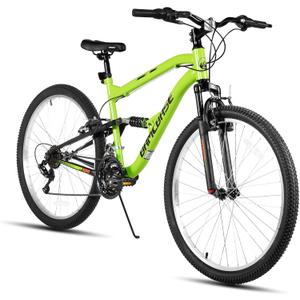 Hiland Full Suspension Mens Mountain Bike, 18 Speed, 26 Inch Wheel, Dual V Brake Bike for Men Womens Adult Bicycle, Medium