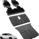 3W Floor Mats with Carpets for 2025 2026 Tesla Model Y Juniper Only Fit Standard 5 Seat Metal Pedal Liner & Rear Cargo Mat & Backrest Mats Anti-Slip All Weather TPE Car Accessories, Black, Vigormold™