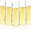 Goodluck 24pack Clear Disposable Champagne Flutes，9oz Stemless Champagne Flutes,Stemless Disposable Clear Plastic Toasting Glasses for Weddings, Birthday Parties, Family Gatherings, Bars etc, 2 inches x 5.7 inches