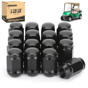 10L0L 1/2-20 Golf Cart Wheel Lug Nuts Kit for EZGO TXT RXV & Club Car DS Precedent, Replace OEM 14723-G1, 1701160, 1010984, 1011390, 800573, Black Set of 16
