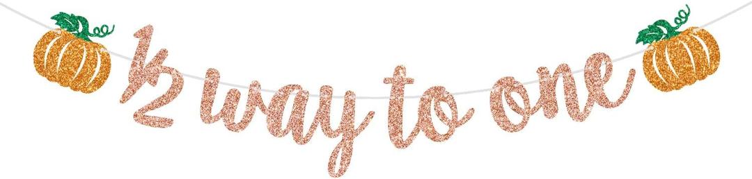 10 x Pumpkin 1/2 Way to One Banner, Fall Half Birthday Decorations Girl, Happy 6 Months, Little Pumpkin Baby Shower Birthday Party Decorations, Rose Gold Glitter 10 x Pumpkin 1/2 Way to One Banner, Fall Half Birthday Decorations Girl, Happy 6 Months, Little Pumpkin Baby Shower Birthday Party Decorations, Rose Gold Glitter
