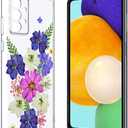 Unov Case Compatible with Galaxy A52 4G and 5G Clear with Design Soft TPU Shock Absorption Slim Embossed Pattern Protective Back Cover Galaxy A52 4G/5G (Very Peri Bouquet)