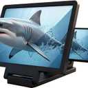 12" Big Screen Phone Magnifier, Upgraded HD Foldable Design Screen Magnifier Version for Movies, Gaming and Videos (Black,Horizontal)