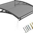Awning for Door Entrance,32x40 Inch Polycarbonate Window Canopy Exterior with Drainage,UPF 50+ Rain Snow Sun UV Protection,Spliced Overdoor Awnings for Outside,Doors, Patio, Porch, Deck, 32x40x9.5 Inch